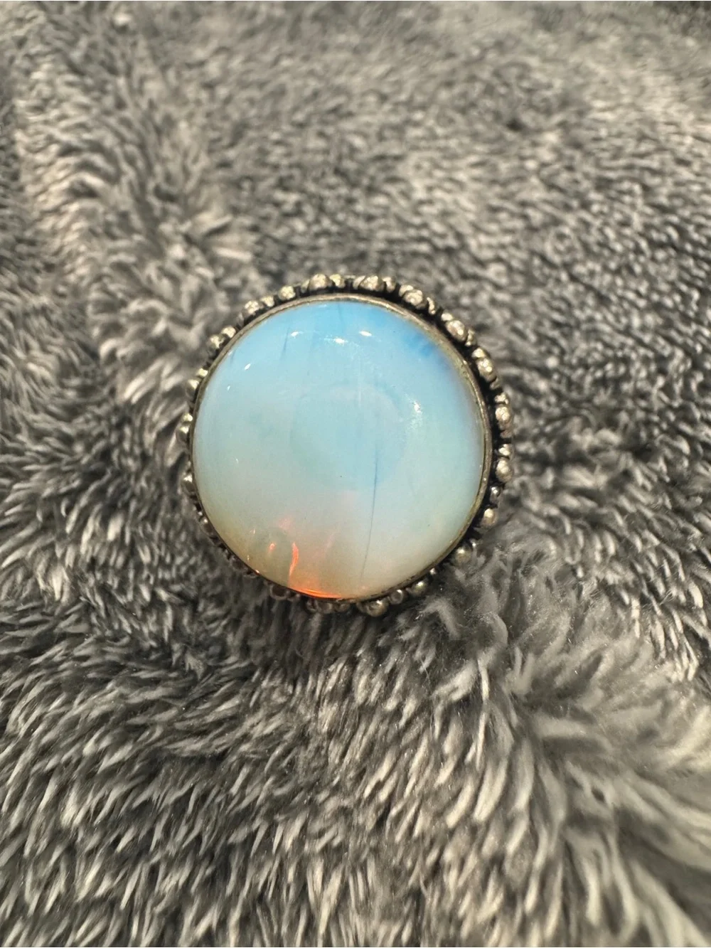 Opal-Effect Statement Ring in Opalescent Blue